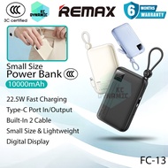 【3C Certified】Remax FC-13 10000mAh Powerbank 22.5W Fast Charging Power Bank Built-In Cable Small Siz