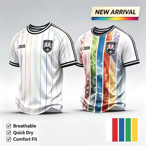 Men Print Soccer Jersey 2026 Japan Short Sleeve T Shirt Crest Graphic Breathable Sports Kids Casual 