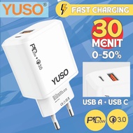 Yuso Type C Type A PD Usb Fast Charging Charger for iPhone Android Tablet 2 Ports 5V