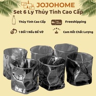 Origami Glass Cup 6 Pcs 300ml Luxurious Unique Design P013 - JOJO