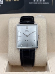 二手 USED  ROLEX 勞力士 CELLINI 銀色 18k白金 代用帶 代用扣 淨錶 WATCH ONLY