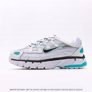 NK P-6000Metallic Silver Low-Top Retro Torre Casual Sports Comfortable Jogging Shoes