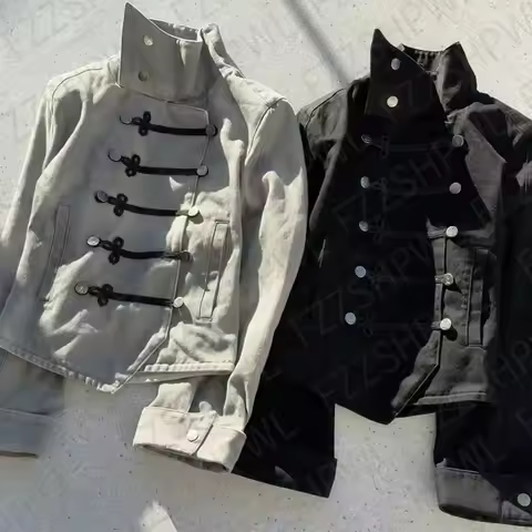 Streetwear Napoleon style Y2K Jacket Hip Hop Button Harajuku Goth Clothes Trend Punk Oversized Y2k L