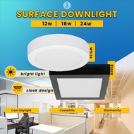 12w/18w/24w LED Surface Downlight White Frame Black Frame Ceiling Light Lampu Surface Downlight