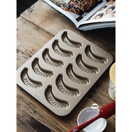 10連香蕉形碳鋼烘焙模具金色烤盤面包瑪德琳家用模具