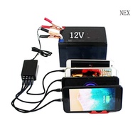 NEX Power Adapter with  Clip 12V Vehicle USB Charger for Cellphone 4 Ports Automatically Identify Sh