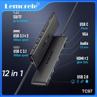 Lemorele Laptop Docking Station Usb C 3.1 Hub Type C to 2 Hdmi Adapter Hdmi Splitter Desktop Dock