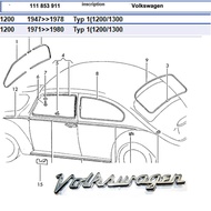 VW Front Script Emblem 'VOLKSWAGEN' And Front Hood 'VW' Enblem Logo
