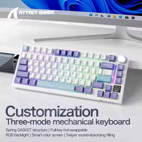 Attack Shark X820 Ultra Mechanical Keyboard,Gasket Structure,Full Key Hot Swap,RGB Backlight,Smart C