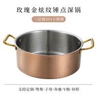 全城熱賣 - 特厚304不銹鋼湯鍋商用食品級涮煮鍋三層鋼錘紋電磁爐通用火鍋鍋