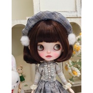 Blythe Small Ragdoll Wig High Temperature Silk Brown Short Hair Braid Doll Accessories