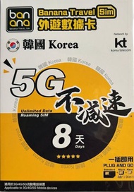Banana Travel Sim - 【韓國】8日 5G 無限上網數據卡 [H20A294]
