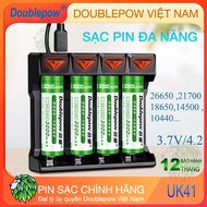 D19 Bộ sạc Pin Đa Năng 3.7V Doublepow UK41 4 khe sạc - sạc pin 18650 26650 21700 10440 16340