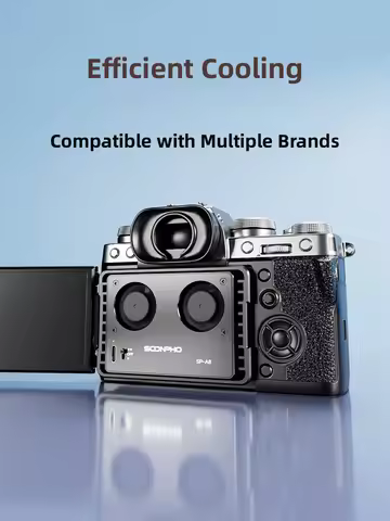 SOONPHO SP-A8 Camera Cooling Fan for Sony Canon FUJI A7M4 ZVE1 A6700 A7C2 ZVE10 ZV1 R5 90D XS10 XT4 