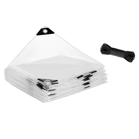 【CHRISTMAS 】Grommeted Clear Anti-Tear Tarp 6.6X9.8Ft Waterproof For Patio Plastic Tarps Windproof Fo