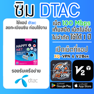 ซิม DTAC เน็ตความเร็ว 100 Mbps 5G ไม่อั้น ไม่จำกัด ไม่ลดสปีด 1 ปี เปิดเน็ตที่แอป XQ-VPN & V2Box