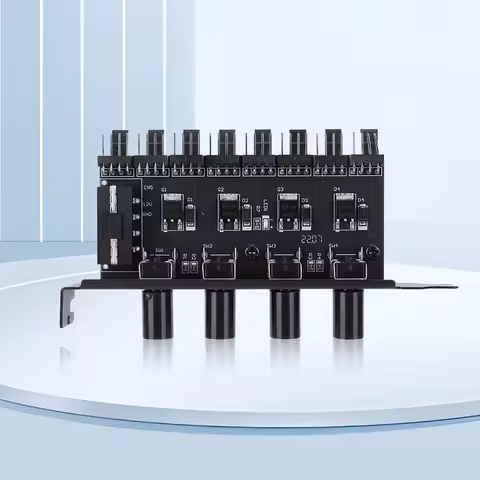 CPU Cooling Fan HUB SATA/4 Pin Adapter 8 Channel PWM Cooler Fan HUB 4 Knob PC Case Cooling Fan Hub f