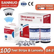 Sannuo GA-3 Home kit Blood Glucose test kit 100 Pcs Test Strips Bottled and 100 Pcs Lancets for Diabetes(No monitor，only suitable for GA-3 Glucometer)