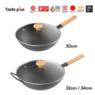 TASTE PLUS Motofe Uncoated Carbon Steel Wok Stir Frying Cooking Wok Kuali Besi Periuk(30/32/34cm)