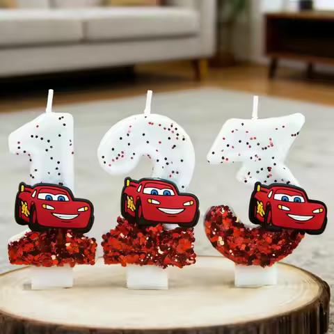 Digital Candle 0-9 Racing Story Lightning McQueen Birthday Candle Cute Cake with Plugin