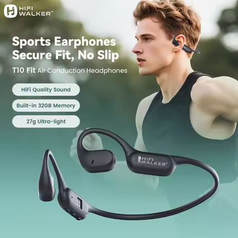 Hifi Walker T10 Fit Air Conduction Heaphones Bluetooth 5.4 Open Ear, 32GB Mp3 Player, IPX5 Waterproo