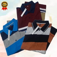 Baju kaos kerah motif salur pria 3pcs 100 ribuan pakai kantong berlengan pendek II jahitan rapi dan