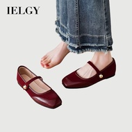 IELGY 2026 Red French Mary Jane Flats for Women Elegant and Versatile