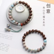 Golden Silk Chinese Style Ebony Phoebe Sandalwood Shoushan Stone Retro Bracelet Hand Green Sandalwoo