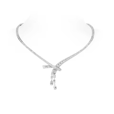 ZOCA 925 Sterling Silver Necklace Bowknot Pear Drop Design Fashionista's Delight Unique Necklace For