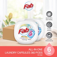 Fab All-in-One Laundry Capsules 60pcs x 6 Tubs - 3 Variants (Saukra/ Rose / Lavender)