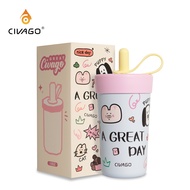 ​CIVAGO（13oz）Stylish Portable Straw Tumbler Stainless Steel Vacuum Cup with Ceramic Coating