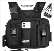 USAGI Vlogger 2 Chest Cam Motorcycle Bag w/ Smartphone Holder Pouch Body Camera