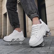 4 Wheel Dual-Use Roller Skates Retractable Wheels Racing Roller Shoes Children's Shoes with Wheels S