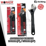 Worker Heavy Duty Adjustable Wrench Phosphate spanar hidup spanner hidup hitam black 200mm 8” / 250m