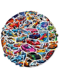 50入組超級跑車賽車塗鴉貼紙,可愛卡通貼紙貼花適用於男孩