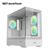 【風扇優惠組】darkFlash MOTI 鏡之島 白 全景玻璃機殼+darkFlash DM12R PRO 白 反向風扇*3