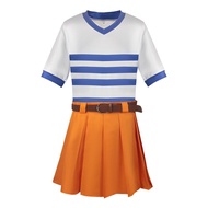 EMERY Nami Dress Cosplay Costumes Girls Nami Live Action T-Shirt Pleated Skirt with Belt Halloween S