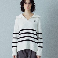 NU 彼得潘領針織上衣_黑白