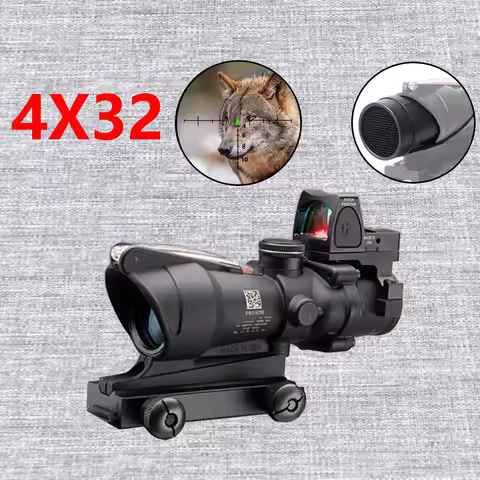 HOT 4X Magnifier 4X32 Real Fiber Optics Red Green Dot Sight Scope With RM Hunting 20mm Optic Scope K