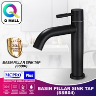 MCPRO PLUS Stainless Steel SUS304 Bathroom Black / Silver Faucet Pillar Sink Basin Water Tap - SS04/