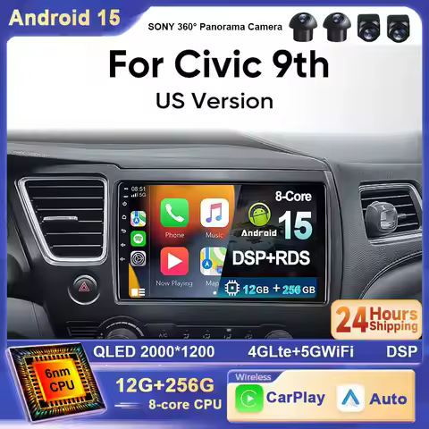 For Honda Civic 9 2013 - 2016 DSP Android 15 Car Radio US EDITION AI Navigation GPS No 2din DVD Voic
