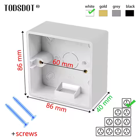 40 mm White Switch Box European Standard On Wall Socket Box White Wall Surface Mount Box PVC 86 Type