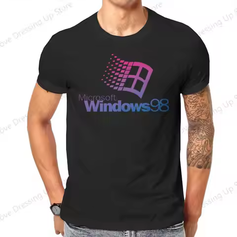 Windows 95 Computer System Accessories Windows 98 T Shirt Punk Men Tees Summer Clothing COTTON O-Nec
