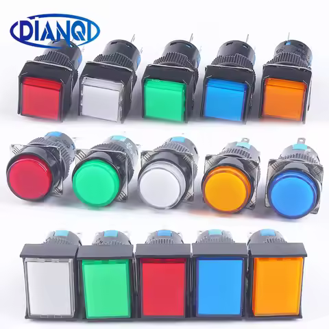 16MM 12V 24V 220V 1NO1NC Momentary No Latching Locking lamp Illuminuted Maintained Push Button Switc