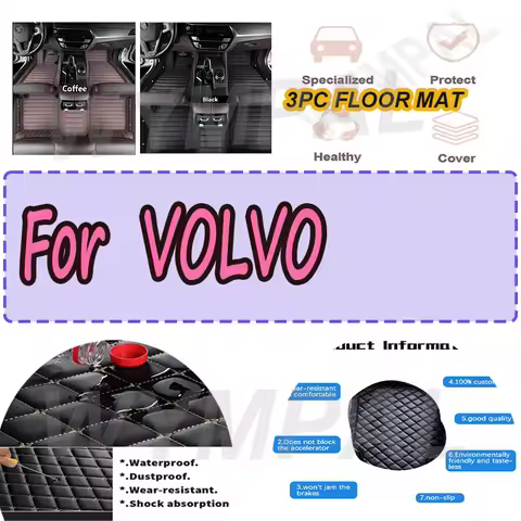 LUXURY Custom Automotive Car Floor Mats For VOLVO C30 C70 S40 S60 S70 S80 S90 V50 V60 V90 XC40 XC60 