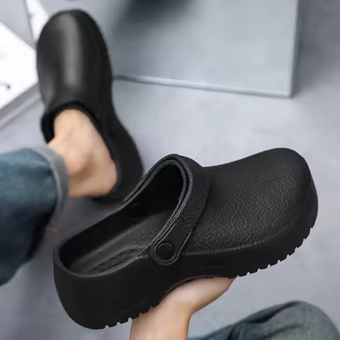 Dropship Men's EVA Chef Shoes Sandals Summer Large Black Kitchen Anti-Slip Work Shoes Waterproof Oil