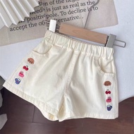 Baby Girl Cute Cartoon Embroidery Shorts Summer New Little Girl Cotton Shorts