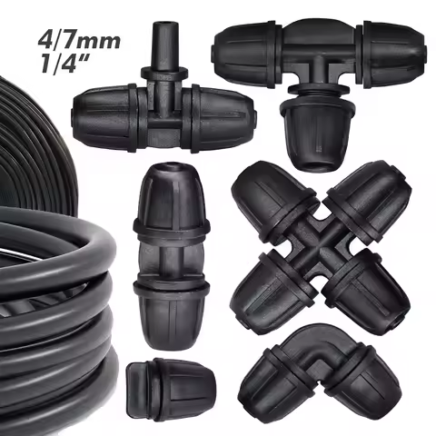 1/4'' 4/7mm Snap-On PVC Hose Quick Connector Barb Joint Anti-Slip Tee Straight Elbow 4-Way End Cap G