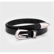 [K-2] High Gauge Craft Retro Silver Buckle Belt Men Women Unisex Leather Hardware Metal Decorative A