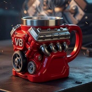 FirFiltr V8 Engines Stainless Steel Cup,Personalized Coffee Mug with Insulated Handle,Perfect for Ca